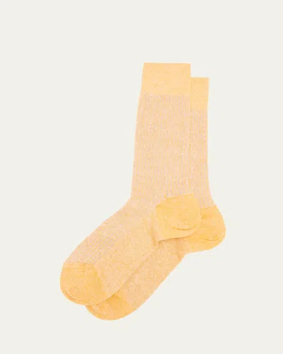 Sozzi Calze Men's Linen-blend Crew Socks In Orange