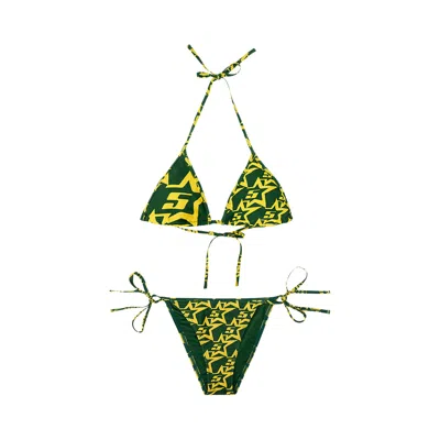 Pre-owned Sp5der 5 Star Bikini 'green/yellow' | Women's Size S