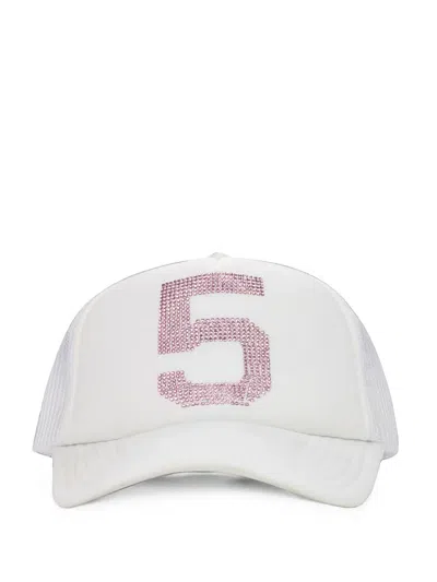 Sp5der 555 Rhinestone-embellished Trucker Hat In White