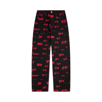 Pre-owned Sp5der 5ex Aop Denim 'black' | Men's Size 30