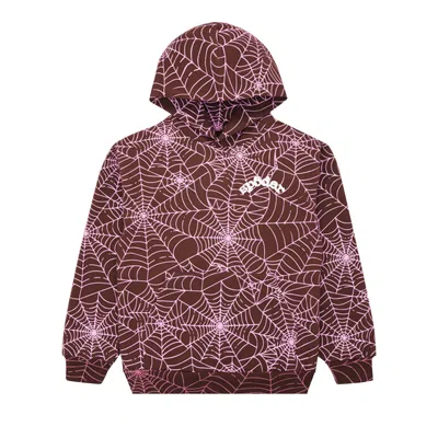 Pre-owned Sp5der All Over Print Hoodie 'brown'