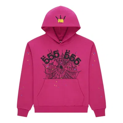 Sp5der Graphic-print Hoodie In Pink