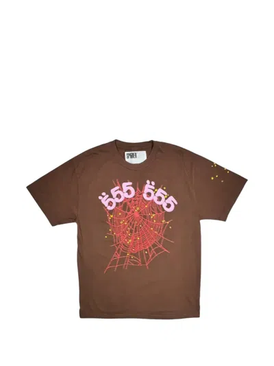 Sp5der Angel-number Short-sleeve T-shirt In Brown