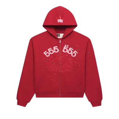 Pre-owned Sp5der Angel Number Zip Hoodie 'merlot' | Red | Men's Size S