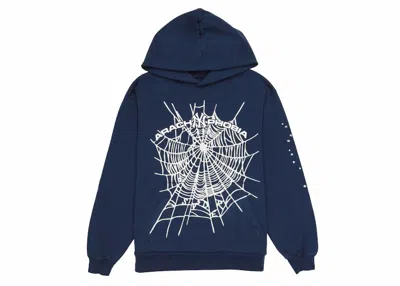 Pre-owned Sp5der Arach Ny Phobia Hoodie In Navy Blue