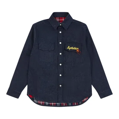 Pre-owned Sp5der Atl Downs Shirt 'indigo Denim' | Blue | Men's Size Xxl