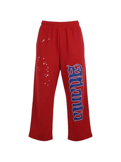 Sp5der Atlanta-print Track Pants In Red
