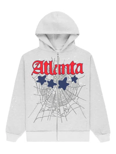 Sp5der Atlanta Spiderweb Hoodie In Gray
