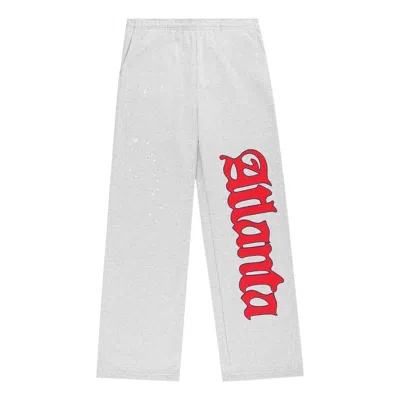 Sp5der Atlanta Wide Leg Sweatpant 'heather Grey' In White