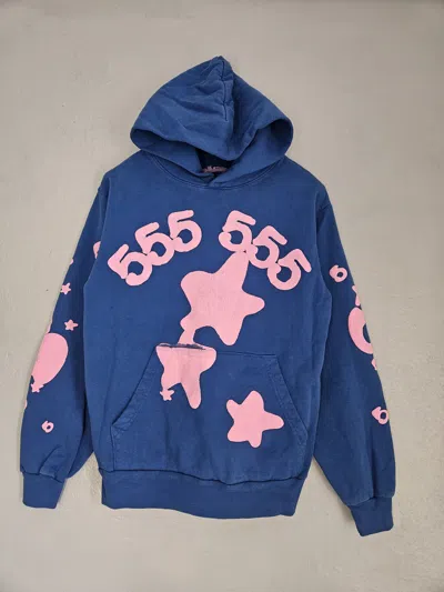 Pre-owned Sp5der Beluga Blue Pink Stars Hoodie