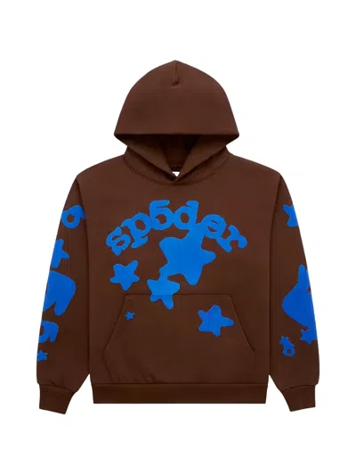 Sp5der Beluga Graphic-print Hoodie In Brown