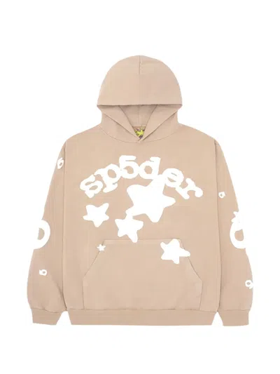 Sp5der Beluga Graphic-print Hoodie In Nude