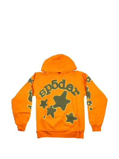 Sp5der Beluga Logo-print Hoodie In Orange
