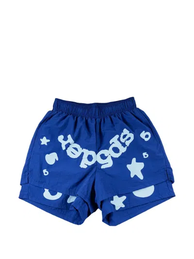 Sp5der 벨루가 로고 프린트 쇼츠 In Blue