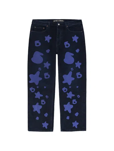 Sp5der Indigo Denim Beluga Jeans In Pink