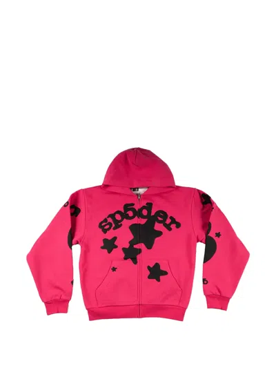 Sp5der Beluga Zip-up Hoodie In Pink