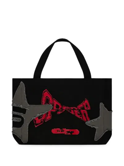 Sp5der Big Star Tote Bag In Black