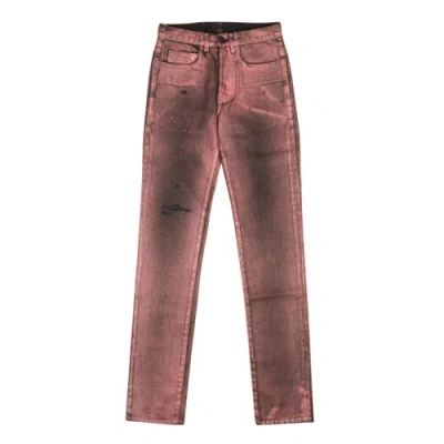 Pre-owned Sp5der Black & Pink Metallic Wash Jeans Size 32/42