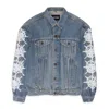 Sp5der Web-print Denim Jacket In Blue