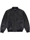 Sp5der Debossed Leather Jacket In Black