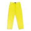 Sp5der Debossed Leather Yellow Casual Pants In Yellow