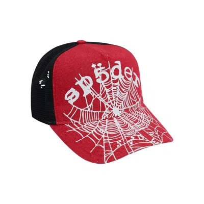 Pre-owned Sp5der Denim Og Web V2 Trucker 'red' | Men's Size Onesize