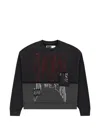 Sp5der Diffused Collegiate Crew-neck Sweatshirt In Black