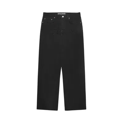 Pre-owned Sp5der Distressed Logo V3 Denim 'black' | Men's Size 34