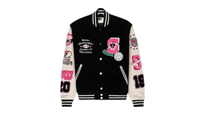 Pre-owned Sp5der Division 5 Varsity Jacket In Black