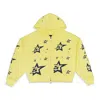 Sp5der Double Layer 5star Zip Up Yellow Hoodie In Yellow