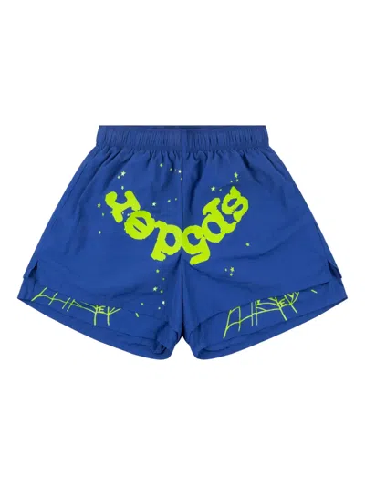 Sp5der Double-layer Shorts In Blue
