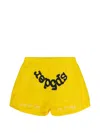 Sp5der Yellow Og Web Double Layer Shorts In Yellow
