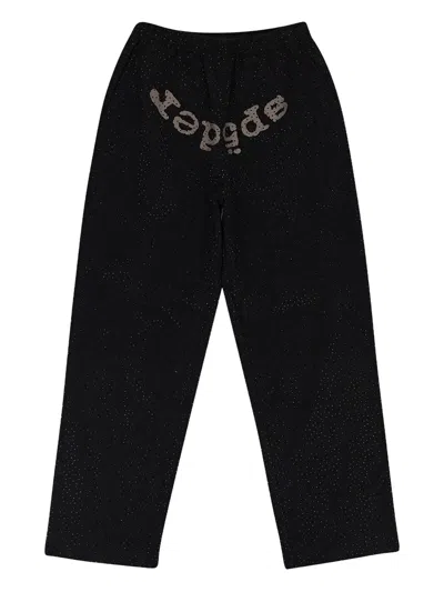 Sp5der Embellished Drawstring Trousers In Black