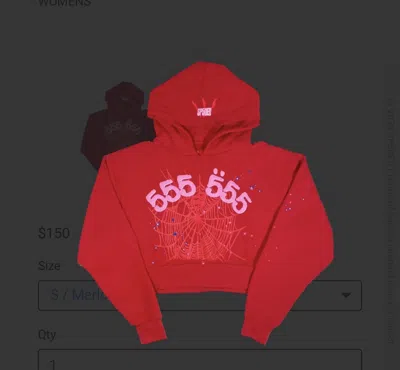 Pre-owned Sp5der Extremely Young Thug X  555 Merlot Crop Hood - L In Red