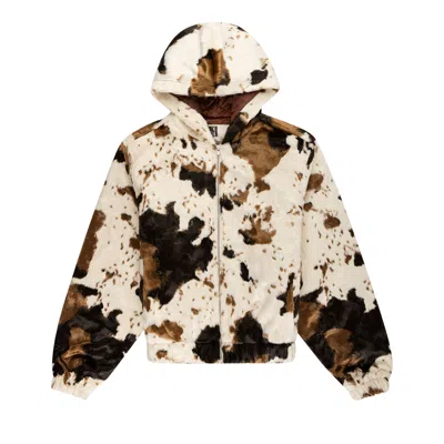 Pre-owned Sp5der Faux Fur Jacket 'cow Print' | Cream | Men's Size S