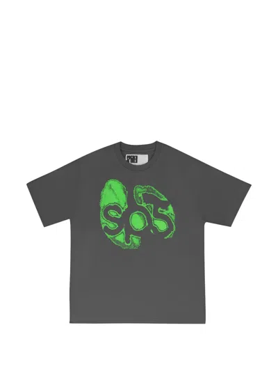 Sp5der Fingerprint Logo-print T-shirt In Gray