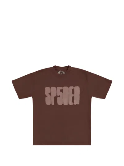 Sp5der Focused Logo-print T-shirt In Brown