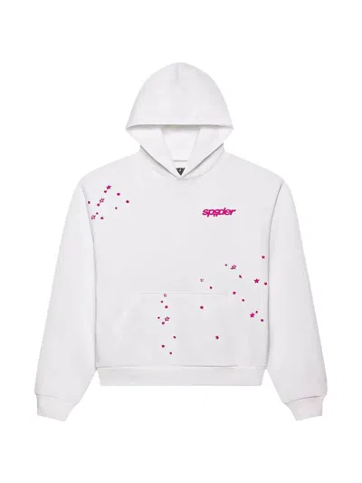 Sp5der Fractured Logo Star-pattern Hoodie In White
