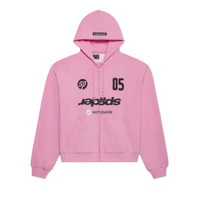 Pre-owned Sp5der Global Web Zip Hoodie 'pink' | Men's Size L