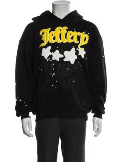 Pre-owned Sp5der Graphic Print Crew Neck Hoodie In Black