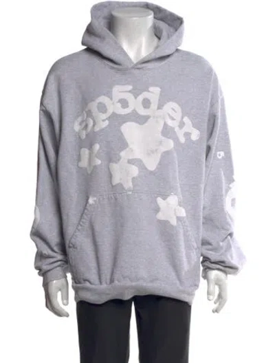 Pre-owned Sp5der Graphic Print Crew Neck Hoodie In Gray