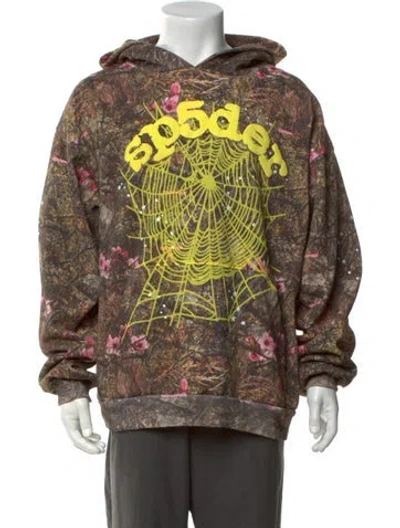 Pre-owned Sp5der Graphic Print Crew Neck Hoodie In Multicolor
