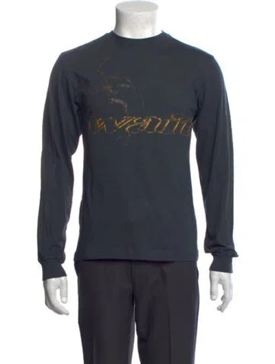 Pre-owned Sp5der Graphic Print Crew Neck T-shirt In Grey