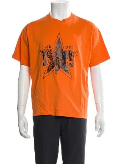 Pre-owned Sp5der Graphic Print Crew Neck T-shirt In Orange