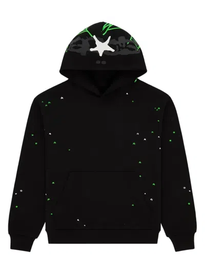 Sp5der Graphic-print Hoodie In Black