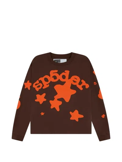 Sp5der Graphic-print T-shirt In Brown