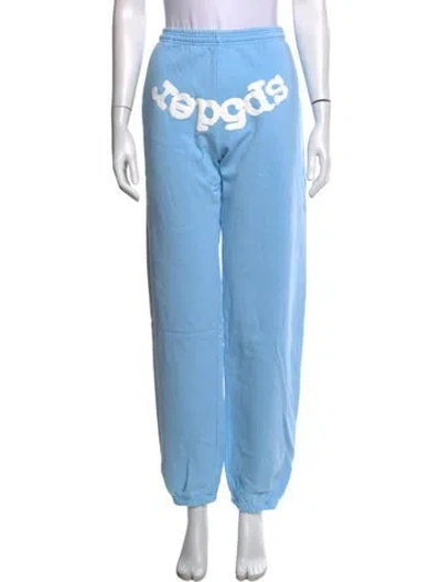 Pre-owned Sp5der Graphic Print Wide Leg Pants In Blue