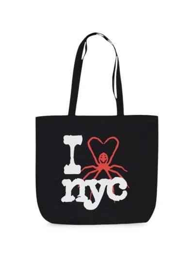 Sp5der Graphic-print Tote Bag In Black