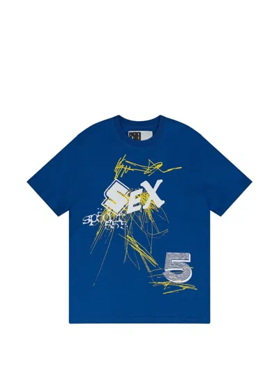 Sp5der Graphic-print T-shirt In Blue