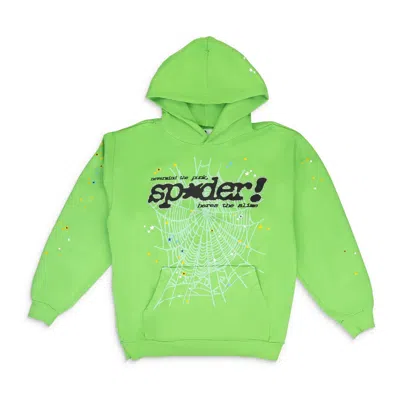 Sp5der Green Slime Green Rhinestone Punk V2 Hoodie